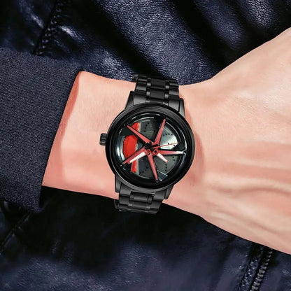 Men’s Black & Red Stylish Analog Watch - For Men TurboSpin Luminous Wheel Watch