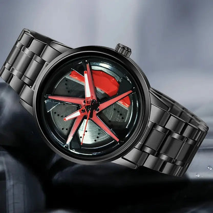 Men’s Black & Red Stylish Analog Watch - For Men TurboSpin Luminous Wheel Watch
