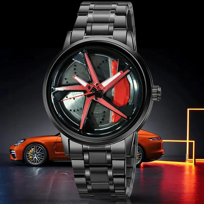 Men’s Black & Red Stylish Analog Watch - For Men TurboSpin Luminous Wheel Watch
