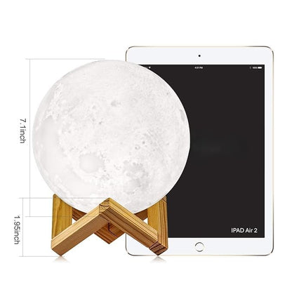 Rechargeable 3D Moon Lamp 15cm with Wooden Stand